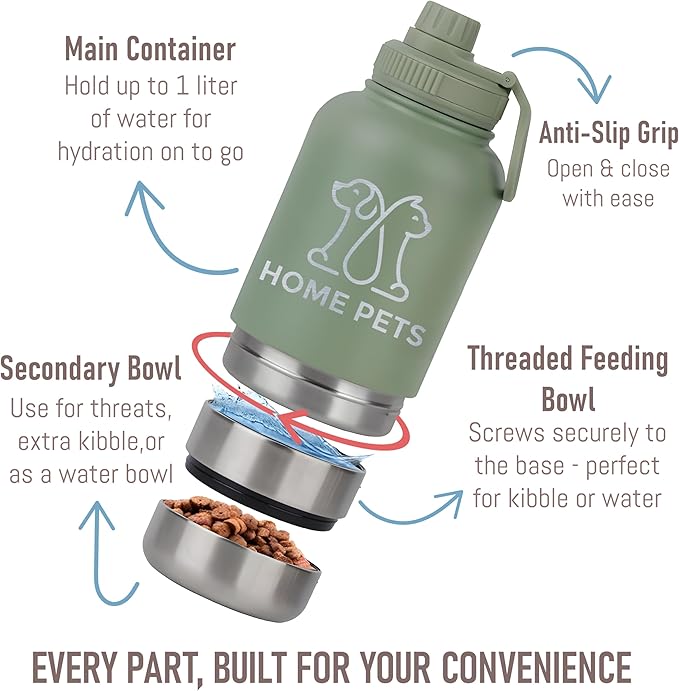 TEEAMORE Add Your Logo Water Tumbler with Bowls Personalized Stainless Steel Travel Bottle Dark Green