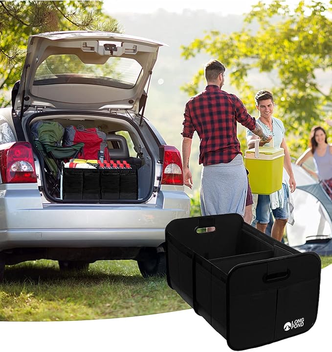 Long Pond Car Trunk Organizer, Storage for SUVs or Sedans, Foldable Cargo Containers with 9 Pockets and Reinforced Handles, with Non-Slip Bottom, Collapsible Storage for SUVs, Sedans, or Any Cars