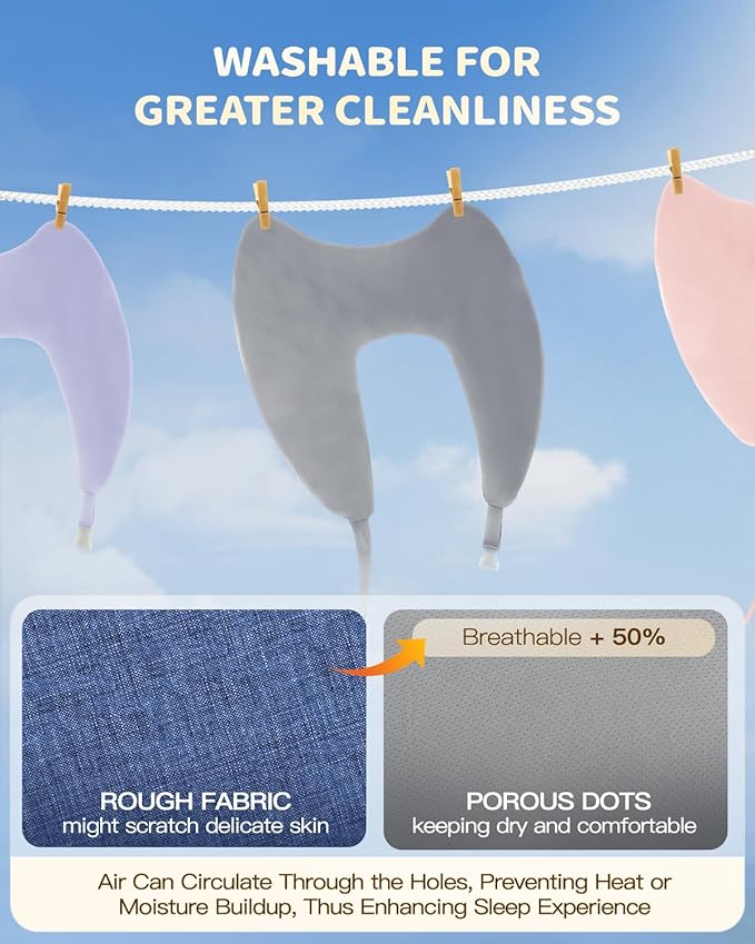 Memory Foam Kids Travel Pillow, Car Pillow for Kids, H-Shape Car Pillows for Sleeping, Removable Pillowcase, Adjustable, Porous Dots, Grey