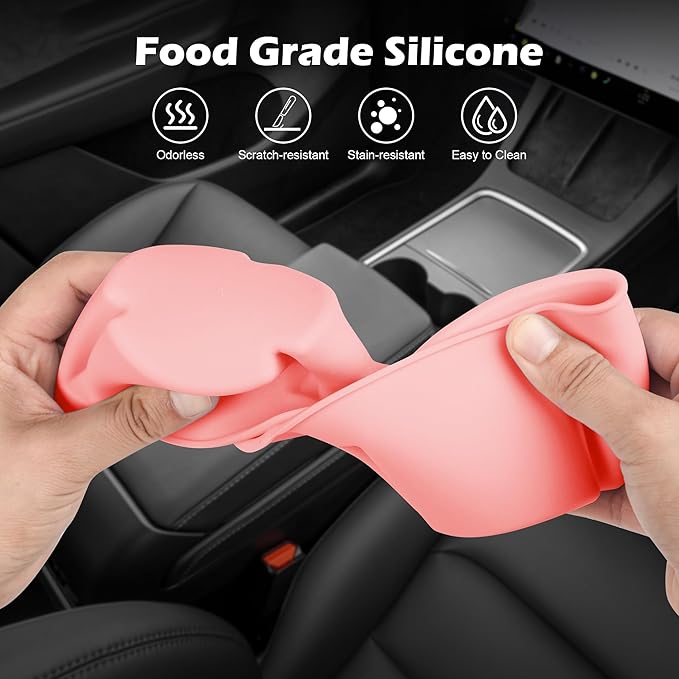 frani Center Console Cup Holder Designed for Tesla Model 3 2021-2023 Model Y 2021-2025,Tesla Interior Center Console Accessories Pink
