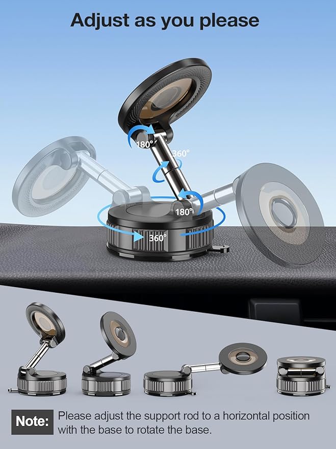 Magnetic Phone Holders for Your Car, Vacuum Suction Cup Phone Mount with Strong Stable Suction[360° Rotation Base], Car Phone Holder for iPhone 17 Pro Max 16 15 14 13 12 Plus