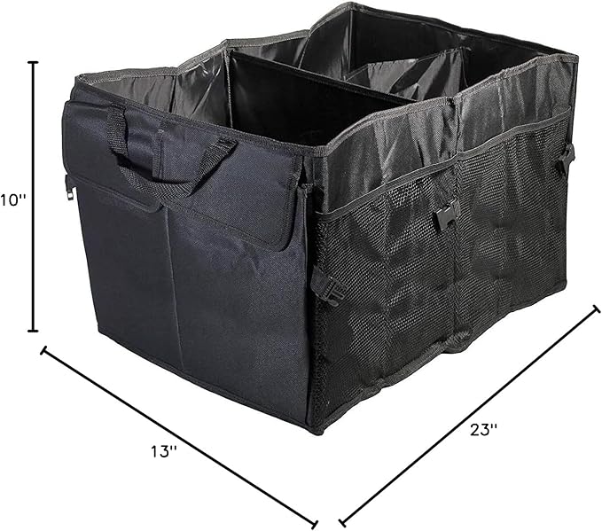 VViViD Heavy-Duty Multi-Compartment Collapsible Nylon Car Trunk Storage Organizer Bin