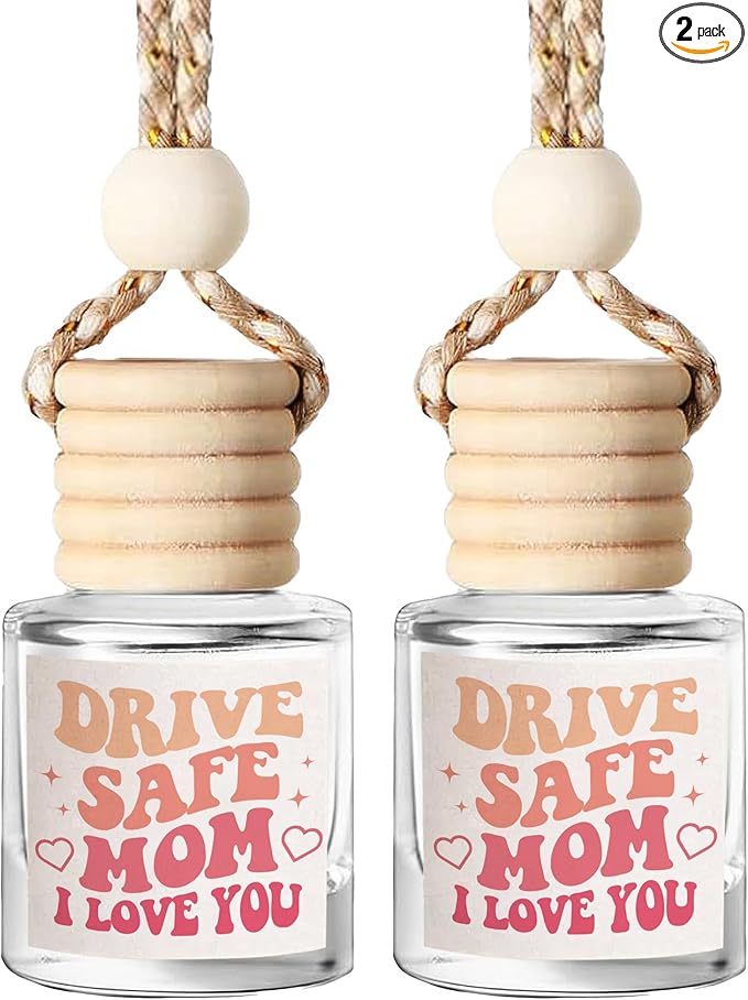 NewEleven Mom Birthday Gifts - Mom Car Essentials, Gifts For Moms, Mommy - Cute Gifts For Mother From Daughter, Son, Kids - Car Air Freshener Hanging 2 Pack, Vanilla Cream Oil Diffuser