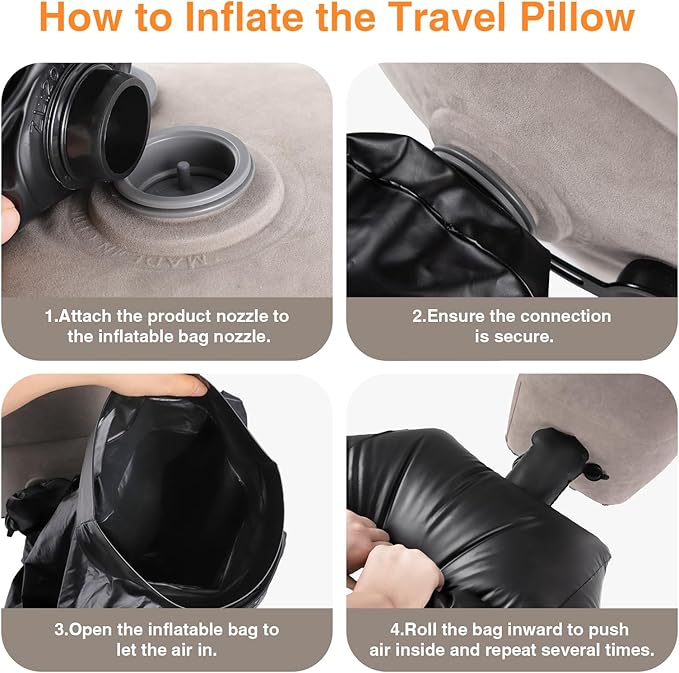 Maliton Inflatable Foot Rest Pillow for Travel,Kids Airplane Bed,Adjustable 3 Layers Height Leg Pillow of Air Travel Essentials,Car, Office, Home - Fast Inflation (Grey)