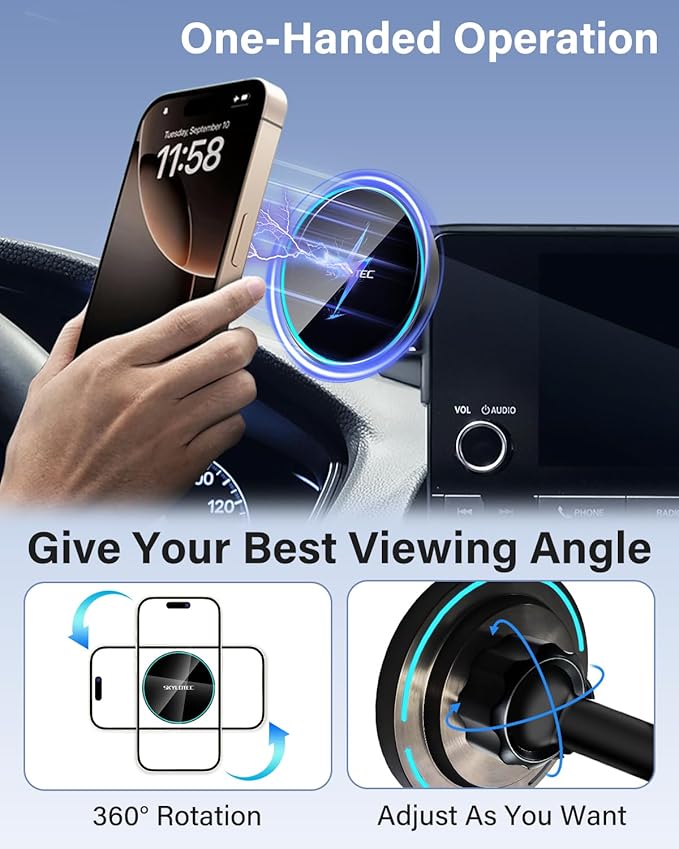 Phone Mount for 2022-2025 Chevrolet Chevy Silverado/GMC Sierra 1500 Accessories 13.4-inch Screen Fixed Clip, Car Magnetic Phone Holder for MagSafe, Magnets Fast Wireless Charger Cell Phone Base