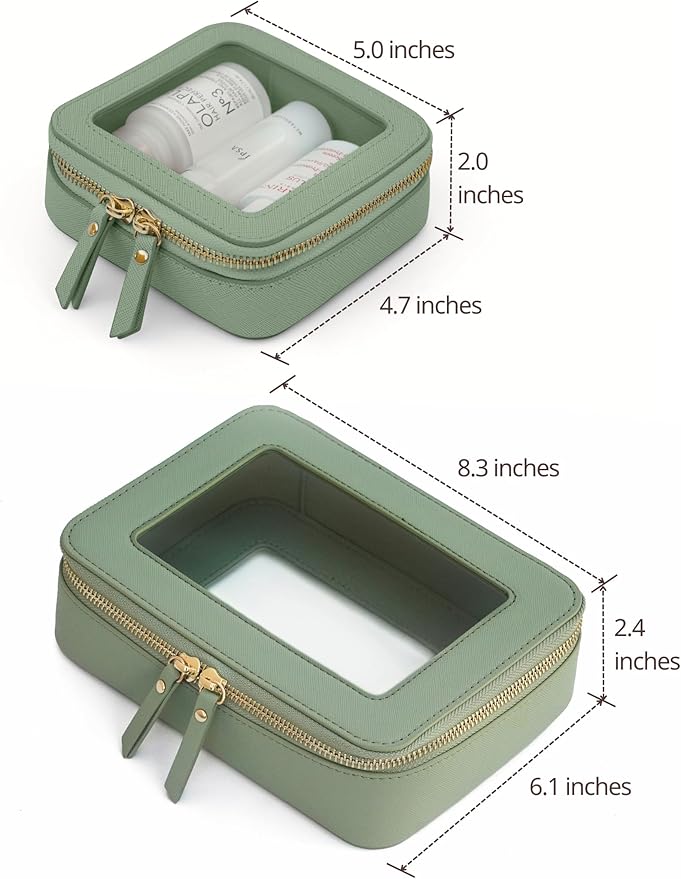 Popvibe Clear Makeup Bag Travel Cosmetic Case Transparent Toiletry Bag with Zipper, Portable Make Up Organizer Traveling Compact Car Bag for Essentials