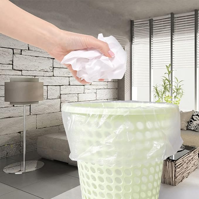 10 Gallon Trash Bag, 30 Count, Medium Garbage Bags, No Flaps/Ties, 60x71cm,11.2g/pcs, Unscented, White