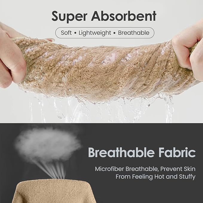 JML Bath Towels, Pack of 4, 30"x60", Large Microfiber Towel Set, Ultra Soft, Super Absorbent, Fast Drying, Perfect for Sauna, Shower, Pool, Sport, Travel, Fitness, SPA,Yoga, Coral Fleece - Camel