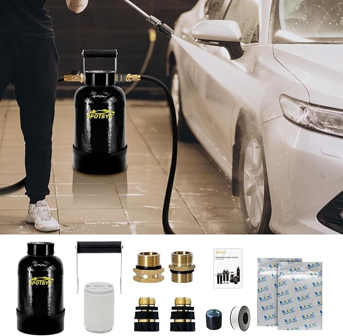 Filterelated Deionized Water System with 10L Resin & Built-in Heavy Metal Filter, Extends Resin Life by 15%, for Spot-Free Rinsing of Cars, RVs, Motorcycles, Solar Panels, Windows, Boats