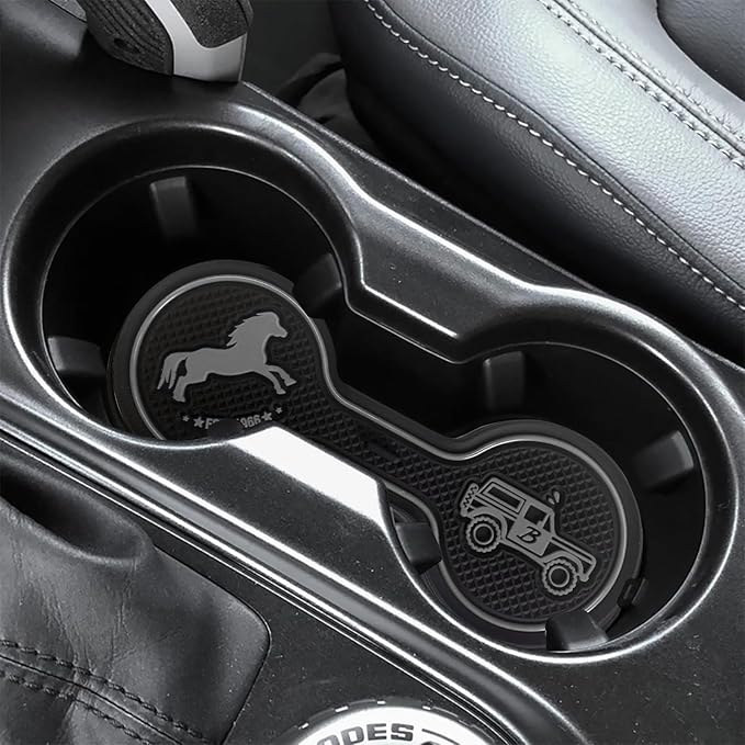 Car Cup Holder Coaster Compatible with Ford Bronco Offroad 2021-2025, Silicone Car Decorative Water Coaser, Bronco Car Accessories (Grey)