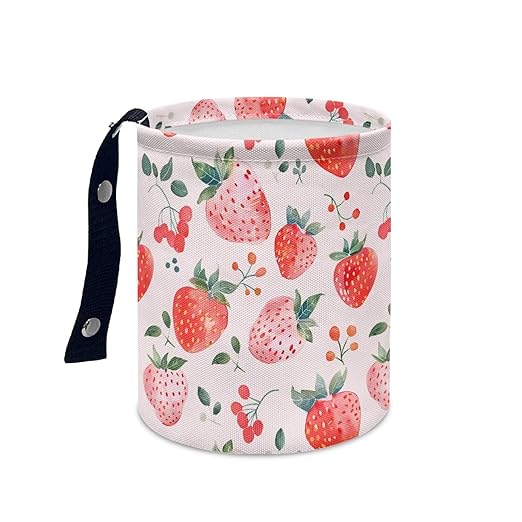 Trash Bag, Car Garbage Can Hanging Back Seat Organizer Trash Can Bin for Vehicle, Travelling, Camping - Strawberry