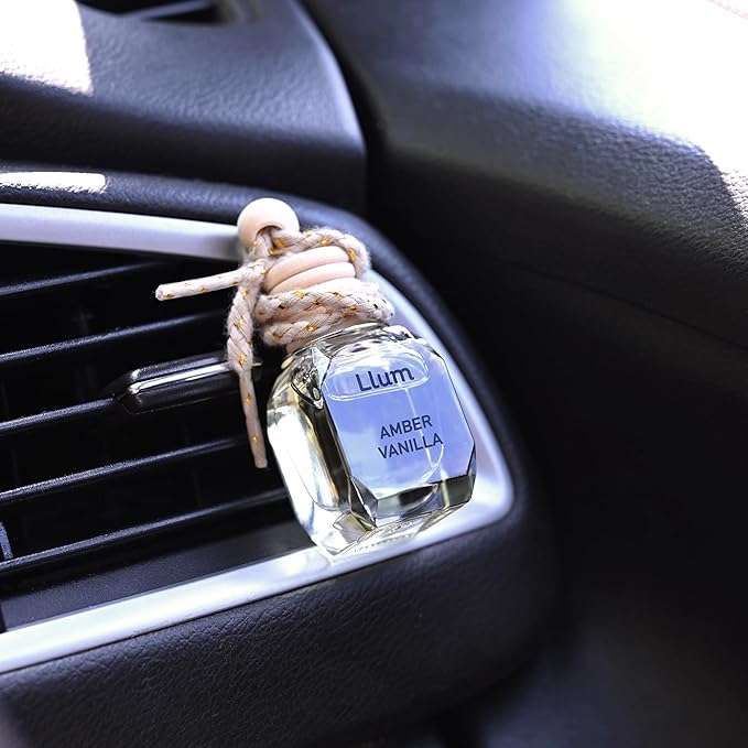 Amber Vanilla Hanging Air Freshener for Car, Home | with AC Vent Clip |10ml, 0.34 fl.oz|Luxury, Organic, Toxin-Free, Alcohol-Free Perfume|Interior Accessory for fresh Aroma|Long Lasting Fragrance