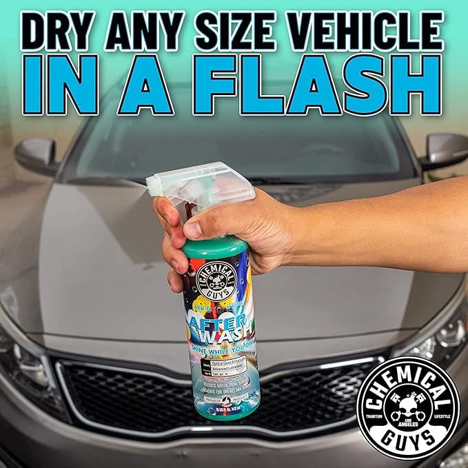 Chemical Guys HOL424 After Wash Sprayable Gloss Boosting Car Wash Drying Aid (Helps Reduce Water Spots, 16 fl oz) Super Dry Kit with Premium Microfiber Drying Towels, 24"x16" (3 Pack)