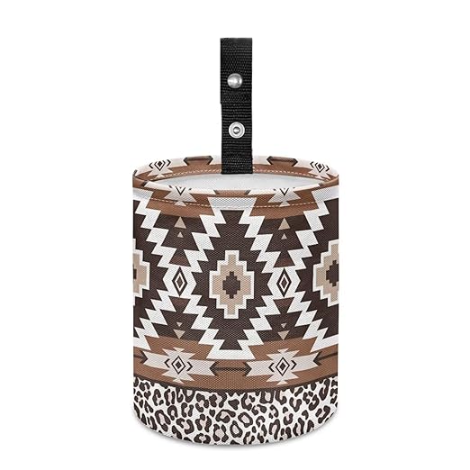 Trash Bag, Car Garbage Can Hanging Back Seat Organizer Trash Can Bin for Vehicle, Travelling, Camping - Southwest Tribe Leopard