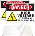 Danger High Voltage Sign, (2 Pack) Self Adhesive Aluminum Metal Electrial Shock Hazard Signs for Indoor Outdoor Use, Rust Free and Reflective Sticker (9 x 6 inches, Black/White)