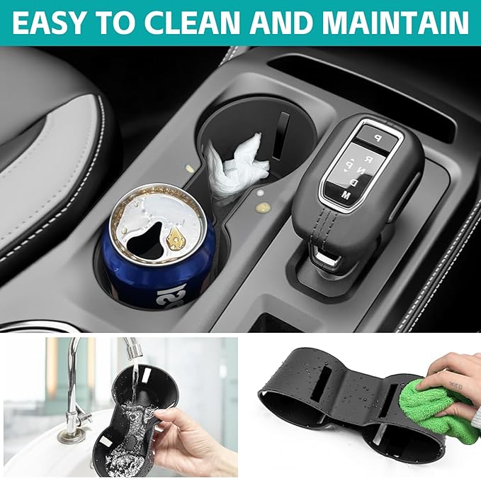 Cup Holder Organizer Compatible with 2024 2025 Ford Ranger Raptor Lariat XL XLT Accessories, Noise-Free Water & Dust Proof Silicone Insert Console Drink Holder for 24-25 Ranger Accessories