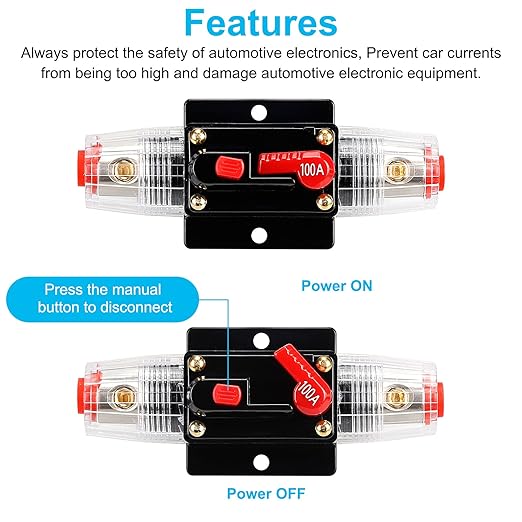 100 Amp Audio Circuit Breaker,12V-24V DC Fuse Holder,20-300A Breaker Switch,Inline Circuit Breaker with Reset Button,for Automotive Marine Boat Audio System Current Overload Protection
