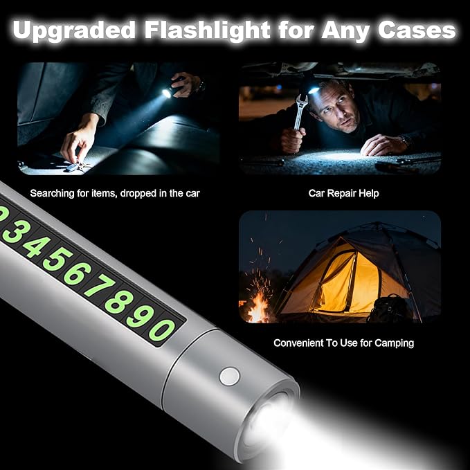 Upgraded 2026 Safe Hammer Glass Breaker Flashlight Car Parking Card, Seatbelt Cutter Window Breaker Emergency Escape Tool Glass Breaker Emergency Seat Belt Cutter (3 Pack (Blue, Red & Gray))