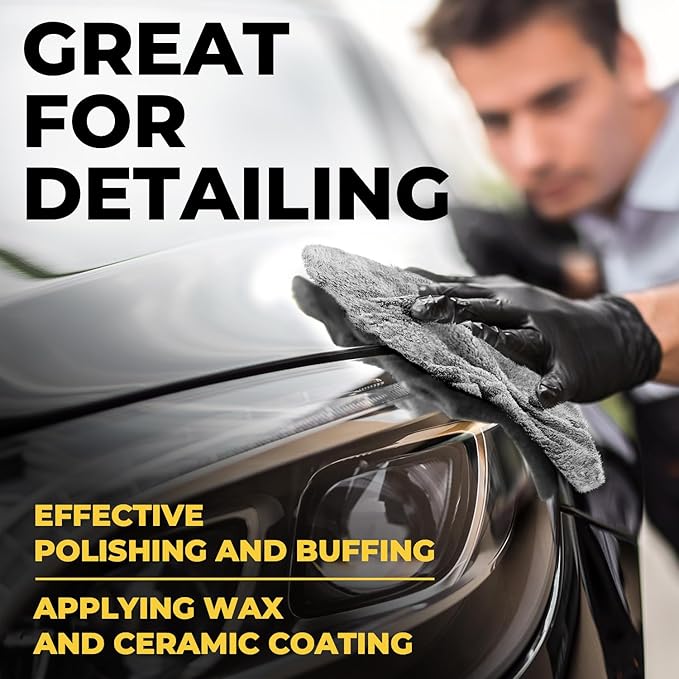 Super Soft Microfiber Towels for Cars - Edgeless - 6pk (12”x12”) - Premium Scratch-Free Towel - Great for Drying, Detailing, Polishing, Buffing - Ultra Absorbent Microfiber Cleaning Cloths for Car