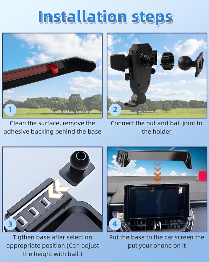 PZK Car Phone Mount for 2024 2025 2026 VW/Volkswagen Atlas/Altas Cross Sport Accessories Custom 12-inch Screen Auto Lock Car Phone HolderRotation Cell Phone Automobile Cradles Not Affect Air Vent