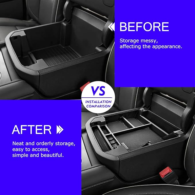 (Full Coverage) 2025 Suburban Yukon Tahoe Premier Sliding Console Tray Center Console Organizer Tray for GMC Yukon Chevy Tahoe Suburban 2021 2022-2024 2025 Armrest Storage Box 2023 Chevrolet Suburban