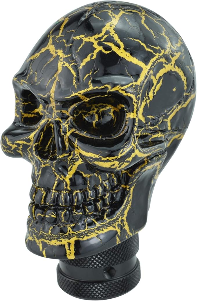 Lunsom Skull Gear Stick Shifter Knob, Resin Gear Shift Head Shifting Stick Handle Car Transmission Fit Automatic Manual Vehicle (Black)