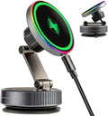 MagSafe Car Mount Charger for iPhone-15W Fast Wireless Charging, 360° Rotation Adjustable Car Phone Holder, 120LBS Strongest Vacuum Suction, 2800gf Strong Magnetic Phone Holders for Your Car