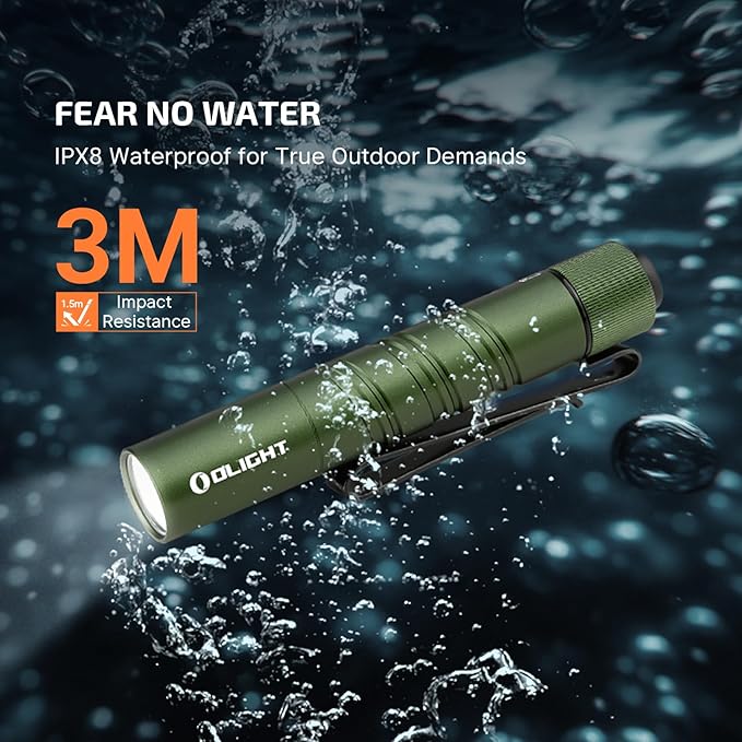 OLIGHT I3T 2 EOS Pocket EDC Flashlight, 200 Lumens Compact Bright Handheld Flash Lights, Dual-Output Tail Switch with AAA Battery and Two-Way Pocket Clip for Camping and Hiking (OD Green)
