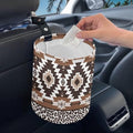 Trash Bag, Car Garbage Can Hanging Back Seat Organizer Trash Can Bin for Vehicle, Travelling, Camping - Southwest Tribe Leopard