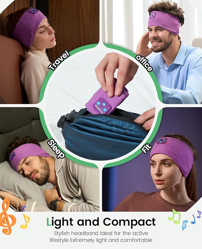 Perytong Sleep Headphones Wireless, Bluetooth Sports Headband Headphones with Ultra-Thin HD Stereo Speakers Perfect for Sleeping,Workout,Jogging,Yoga,Insomnia, Air Travel, Meditation (Violet)
