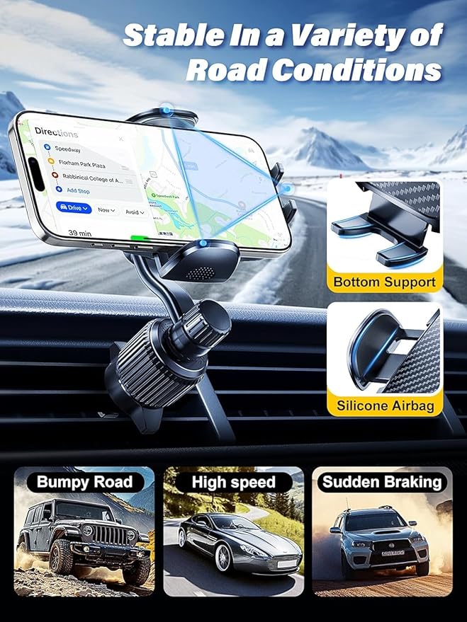 Car Vent Phone Mount, 【Never Blocking Vent, Enjoy The Comfort of The A/C】 Hands-Free Universal Extension Clip Air Phone Holder Car Fit for All Phones iPhone Samsung More