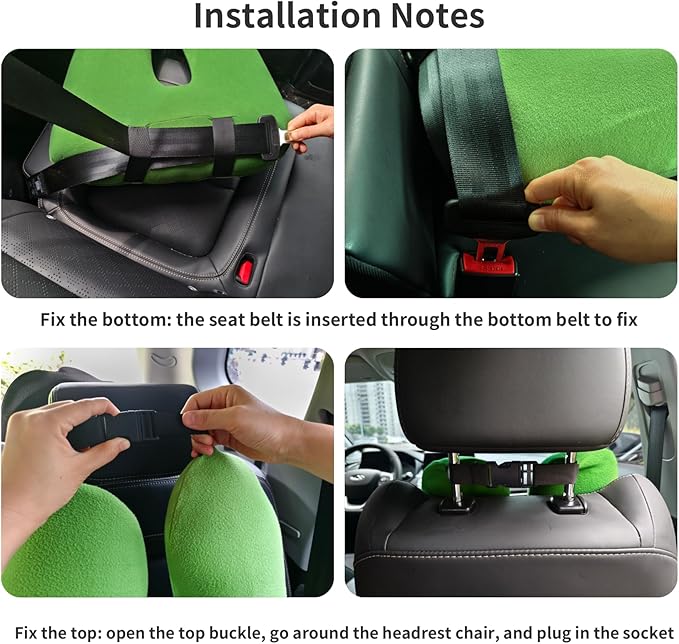 Travel Pillow Car Pillow Kid Car Sleeping The Sleeping Aid for Adults and Kids on Road Trips Sponge Kids Travel Pillow Provides Body and Head Support Sage Green