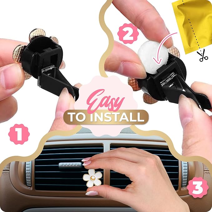 6 Pieces Daisy Car Decoration Flower Air Vent Clip Air Conditioning Outlet Clip Car Air Freshener Clip Car Interior Decor Charm Colorful Interior Accessories for Girls Women