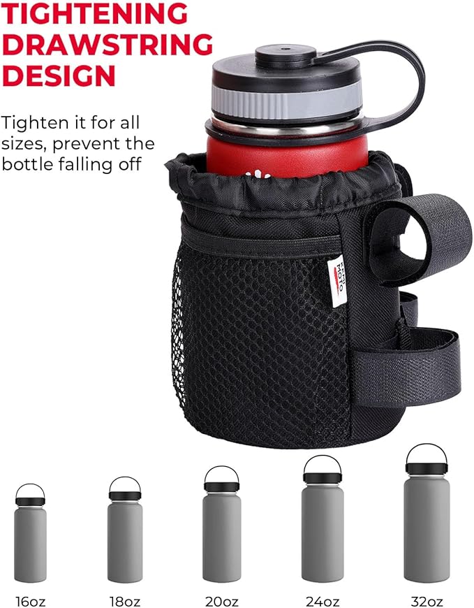 KEMIMOTO Bike Cup Holder, Bike Water Bottle Holder Bicycle Handlebar Drink Holder with Mesh Pockets Phone Bag, Universal Compatible with Road Bike MTB E-Bike Cruiser Scooter Wheelchair