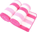 JML Microfiber Bath Towels, Bath Towel 2 Pack(30" x 60"), Oversized, Soft, Super Absorbent and Fast Drying, Multipurpose Use for Sports, Fitness, Yoga, Cabana Stripe Pink