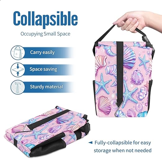 Car Trash Can with Lid, Small Portable Hanging Automotive Garbage Bin for Vehicles, Leakproof Waste Bag Container for SUV Truck Van Interior Auto Travel Road Trips(Starfish)