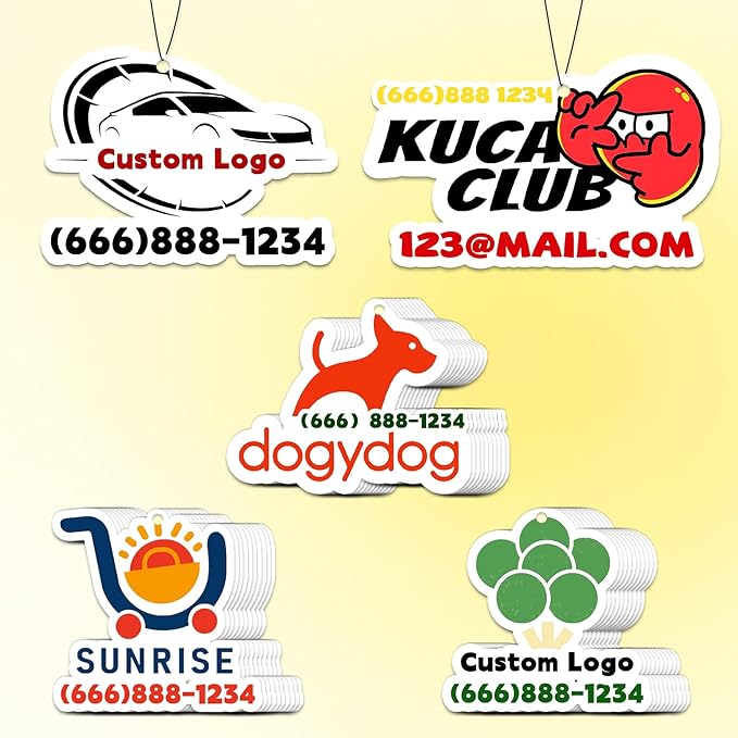 10/20/50/100Pcs Custom Logo Air Fresheners for Car Bulk, Personalized Logo Car Air Fresheners Bulk DoubleSided, Customized Air Freshener Suitable for Car,Wardrobe, Branding Business (Irregular Shape)