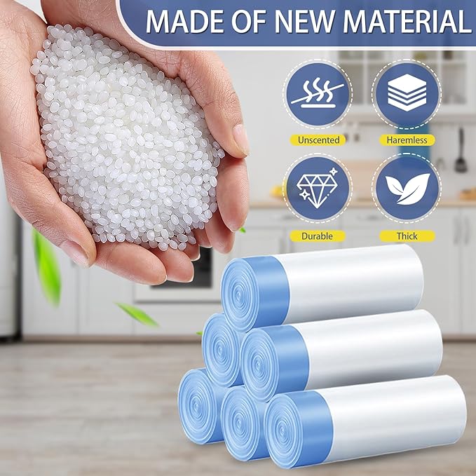 18 Gallon Trash Compactor Bags with Drawstring - 120 Count Heavy Duty 1.7 Mil Garbage Bags 68 Liter Tall Kitchen Bin Liners Unscented White for Home Yard Lawn