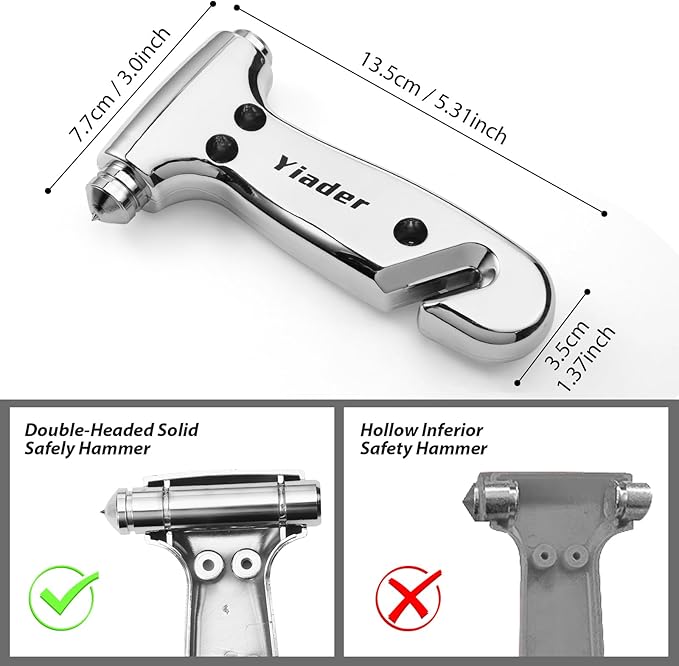 Glass Breaker, 3-in-1 Emergency Escape Tool with seat Belt Cutter and Glass Breaker, Safety Emergency Car Escape Tool for Car, Electroplating Silver