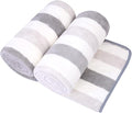 JML Microfiber Bath Towels, Large Bath Towel Set of 2, 30" x 60", Oversized, Soft, Super Absorbent, Fast Drying, Perfect for Hair Wrap, Sport, Fitness, Yoga, Cabana Stripe Grey