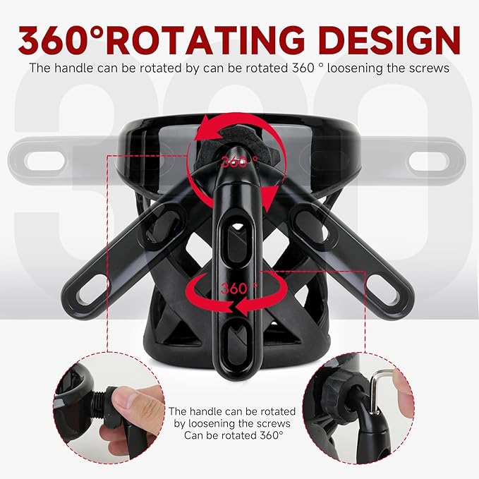 DREAMIZER Motorcycle Handlebar Drink Cup Holder Mount Water Bottle Holder with Mesh Basket Compatible with Harley Touring Road Glide Street Electra Glide Softail XL883 1200 1996-up, Black