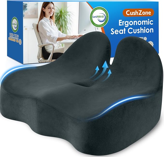 Seat Cushion, Memory Foam Office Chair Seat Cushion for Office Chairs/Car/Long Trip/Desk Chair/Gaming, X-Large Size for Sciatica & Hip & Tailbone Pain Relief, Sciatica Support (Deep Green)