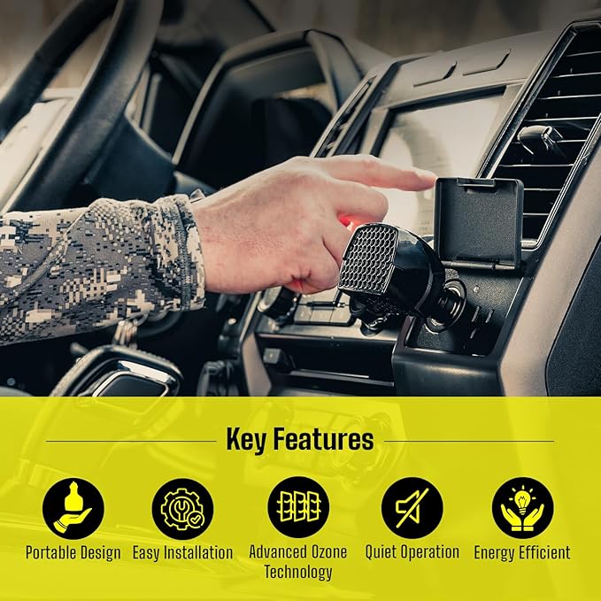 Ozonics Micro3 Ozone Generator for Cars | Portable Car Odor Eliminator and Air Freshener | Removes Odors from Cars, Trucks, RVs, UTVs, and Boats | Compact Deodorizer for Vehicle Interiors