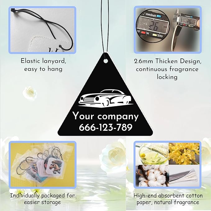 10Pcs Custom Logo Air Freshener for Car Bulk,Wholesale Personalized Double-Sided Car Air Fresheners with Photo Text Logo (10pcs-Triangle)