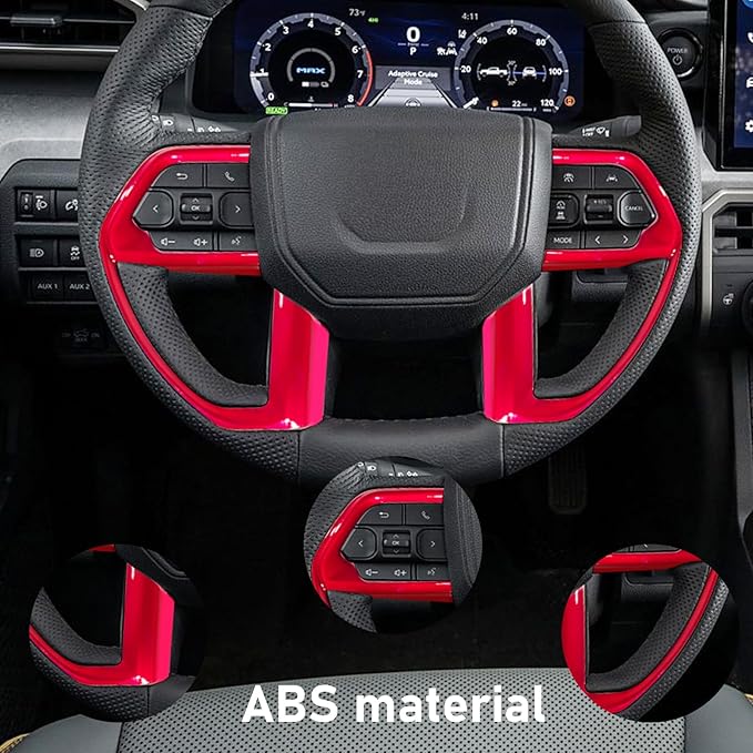 for Toyota Tacoma 2024 2025 and 4Runner 2025 Interior Accessories Center Console ABS Dashboard Cover Decor StylingTrim (Dark Red, Steering Decor)