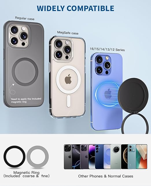 Upgraded 360° Adjustable Magnetic Phone Holder for Magsafe, 2 Pack Foldable and Retractable Magsafe Car Mount,Magnetic Suction Cup Phone Holders for Car Compatible with iPhone 17 Pro Max/Air/17 Pro/16