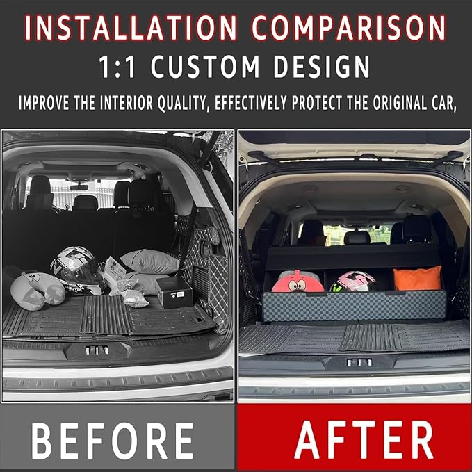 Car Trunk Organizer for GX 460 2010-2023 - Custom Fit,Large Space Outdoor Trunk Organizer with Leather,Black and Gray Check,Adjustable Partition Design,for GX 460 2010-2023