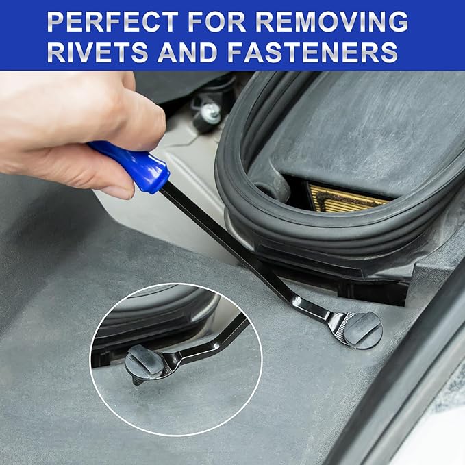 11 PCS AutoTrim Removal Tool Kit, Metal Pry Tool Auto Fastener Remover Pry Bar Set Trim Remover Kits for Vehicle Door Panel, Audio Radio Panel, Dashboard Repair Kit Blue