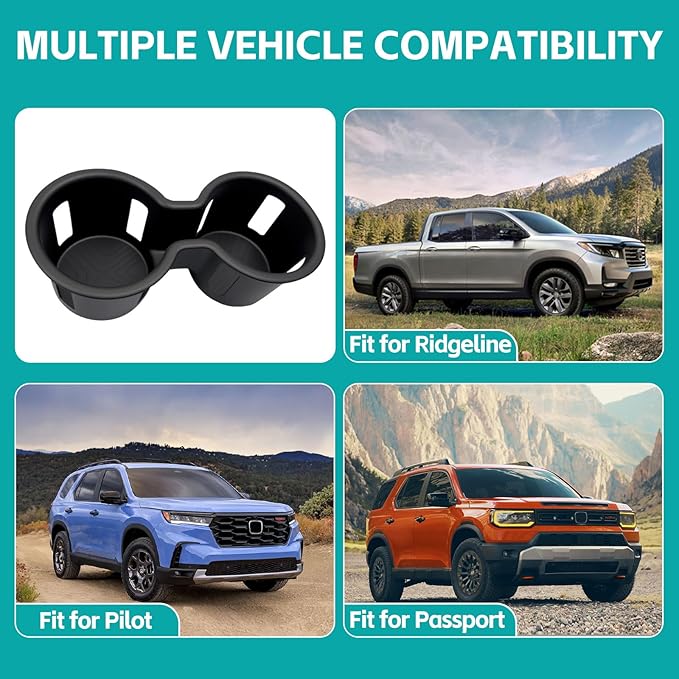 Cup Holder Organizer Compatible with Honda Pilot 2023-2026 & Passport/Ridgeline 2024-2026 Accessories, Noise-Free Water & Dust Proof Insert Console Drink Holder for 23-26 Pilot Accessories