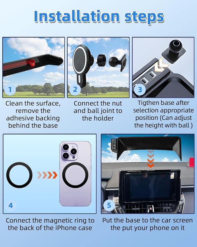 PZK Car Phone Mount for Honda Accord 2018 2019-2021 2022 Accessories 10th Gen Accord for 8-inch Screen 360° Rotation Magnetic 15W Fast Wireless Charger Phone Holder Not Affect Vent with Stroage Box